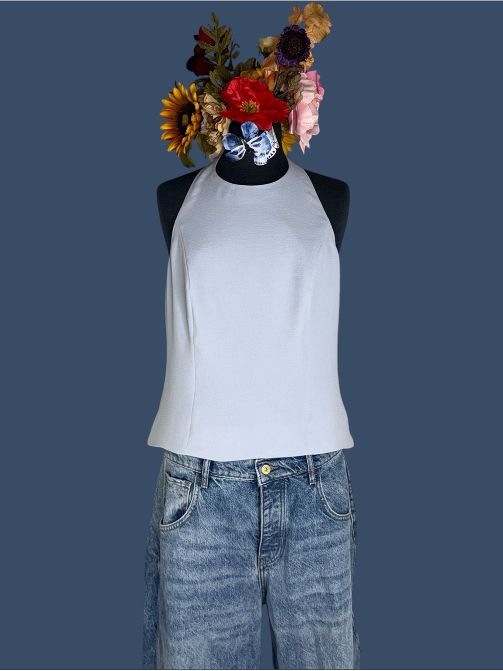 Express light blue halter top